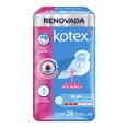thumbnail image 1 of Toallas femeninas Kotex Slim ultradelgada con alas flujo moderado 28 piezas, 1 of 6