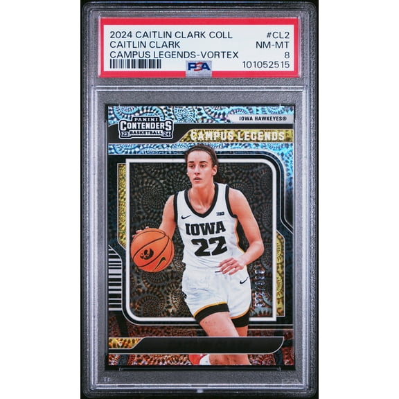 PSA 8 Caitlin Clark 2024 Panini #CL2 Vortex 372/399 Rookie Card Indiana Fever