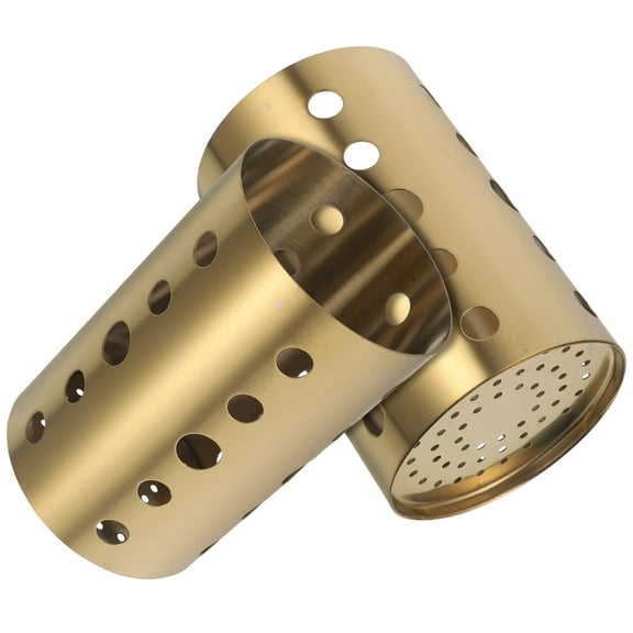 Amosfun Tableware Holder Kitchen Utensil Holder Golden Stainless Steel 2Pcs