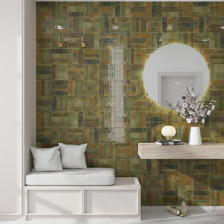 Antiek 2.58 in. x 7.9 in. Glossy Green Ceramic Subway Wall and Floor Tile (5.38 sq. ft./case) (38-pack)