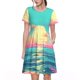thumbnail image 1 of Balery Retro Palm Beach Sunset Vestidos sueltos de manga corta para mujer, vestidos de verano 2025, vestidos casuales de corte A con vuelo., 1 of 6