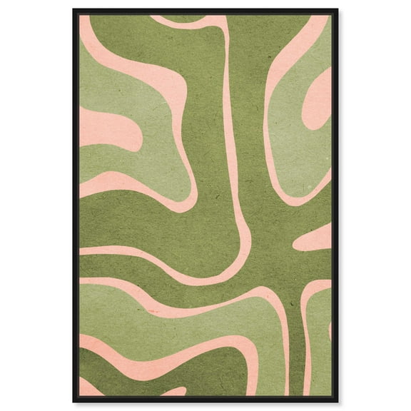 Magdalena Green Modern Abstract Geometric Canvas Wall Art by Art Remedy, Black Floater Frame, 10"x15"