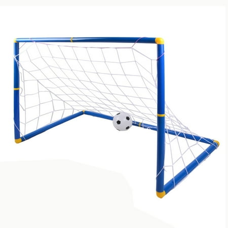 Kids Sports Soccer Goals with Soccer Ball and Pump Practice Scrimmage Game Large Size - Blue + White