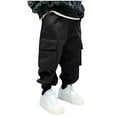 thumbnail image 2 of Boys Girls Elastic Waist Cargo Pants Teen Oversized Wide Legs Sweatpants with Pockets Unisex Youth Casaul Comfort Athletic Trousers Jeans Fashion Tracksuit Clothing Size 3-15 Years, 2 of 5