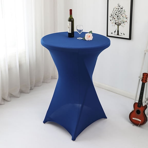 FURNIX Spandex Round Cocktail Table Cover,30-32" Dia x 42" H,Royal Blue Fitted Stretch,Party Wedding High-Top,Wrinkle-Free 4-Way Stretch,Easy Install Washable