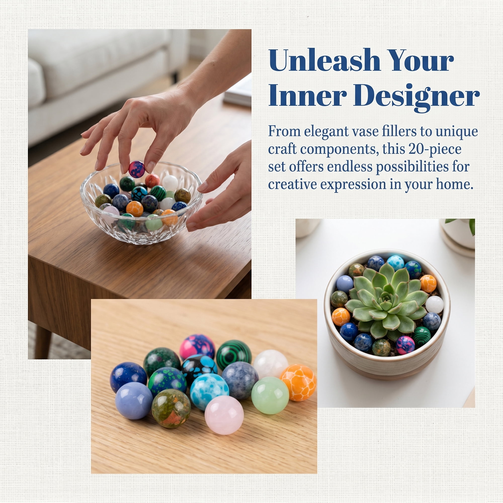 Unique Bargains Crystal Balls - 20 Pack Polished Gemstone Spheres and Orbs Multicolor 0.6"