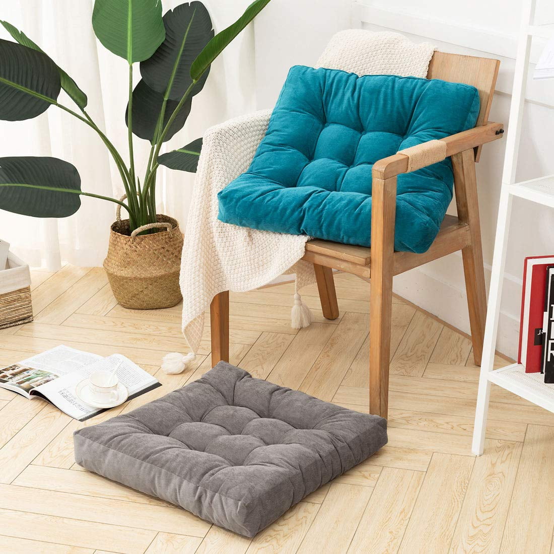 Large Seating Square Floor Cushion, Thick Cotton Linen Meditation