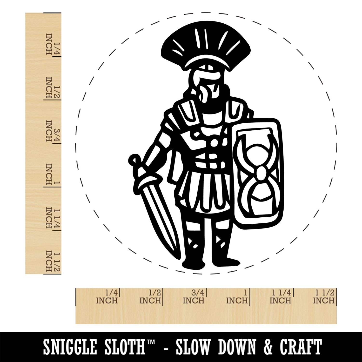 Roman Soldier Centurion Sword Shield Self-Inking Rubber Stamp Ink Stamper - Black Ink - Large 1-1/2 Inch