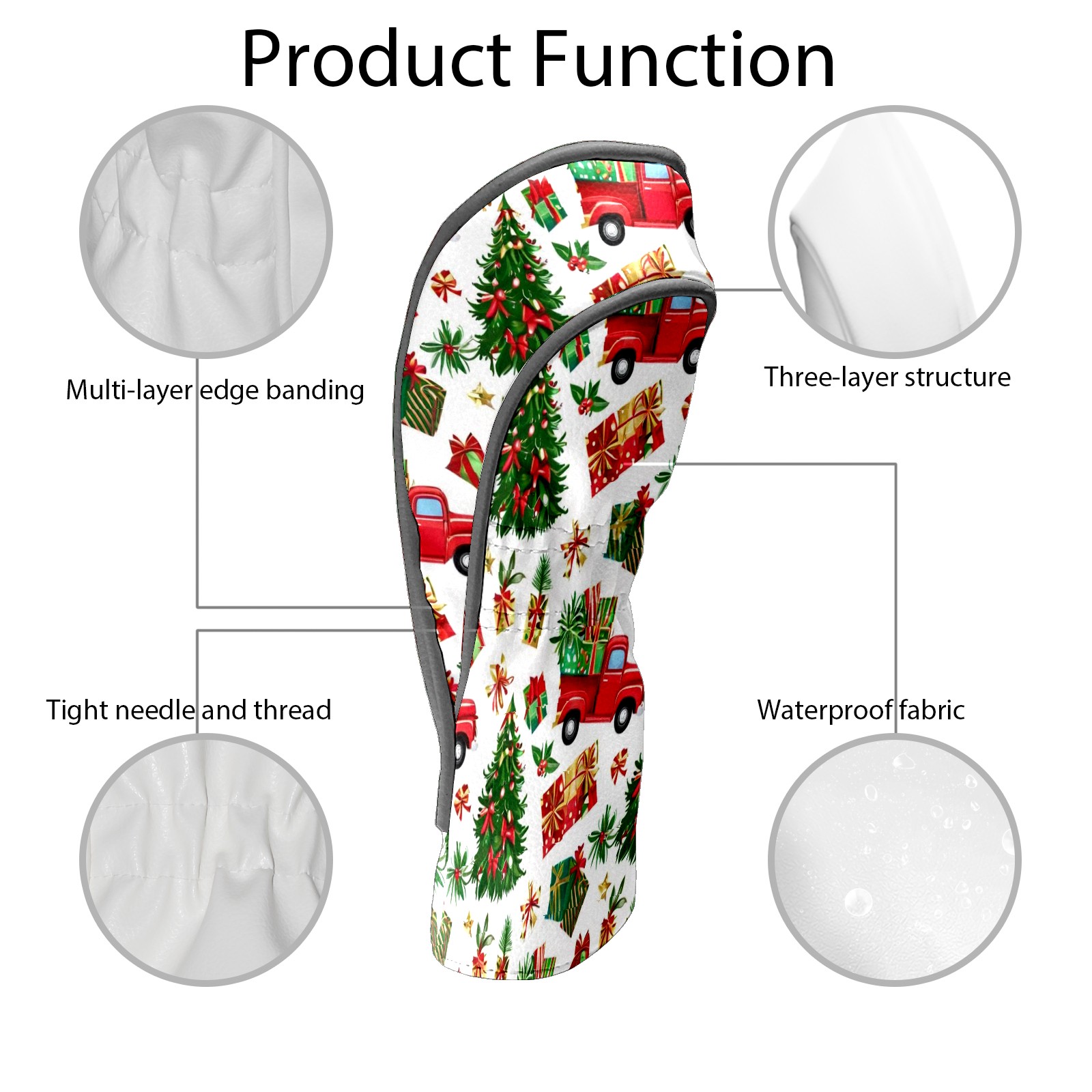 Golf Club Covers, Christmas Premium PU Leather Driver Hybrid Putter Head Covers with Velvet Lining, Waterproof Golf Gifts for Men Women
