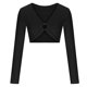 thumbnail image 5 of ICHUANYI Liquidación Camiseta corta de manga larga con cuello en V y cuello en V para mujer ICHUANYI WER202308232756, 5 of 7
