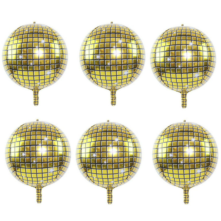 6pcs 22inch 4D Large Round 22inch Disco Foil Balloons Self Sealing