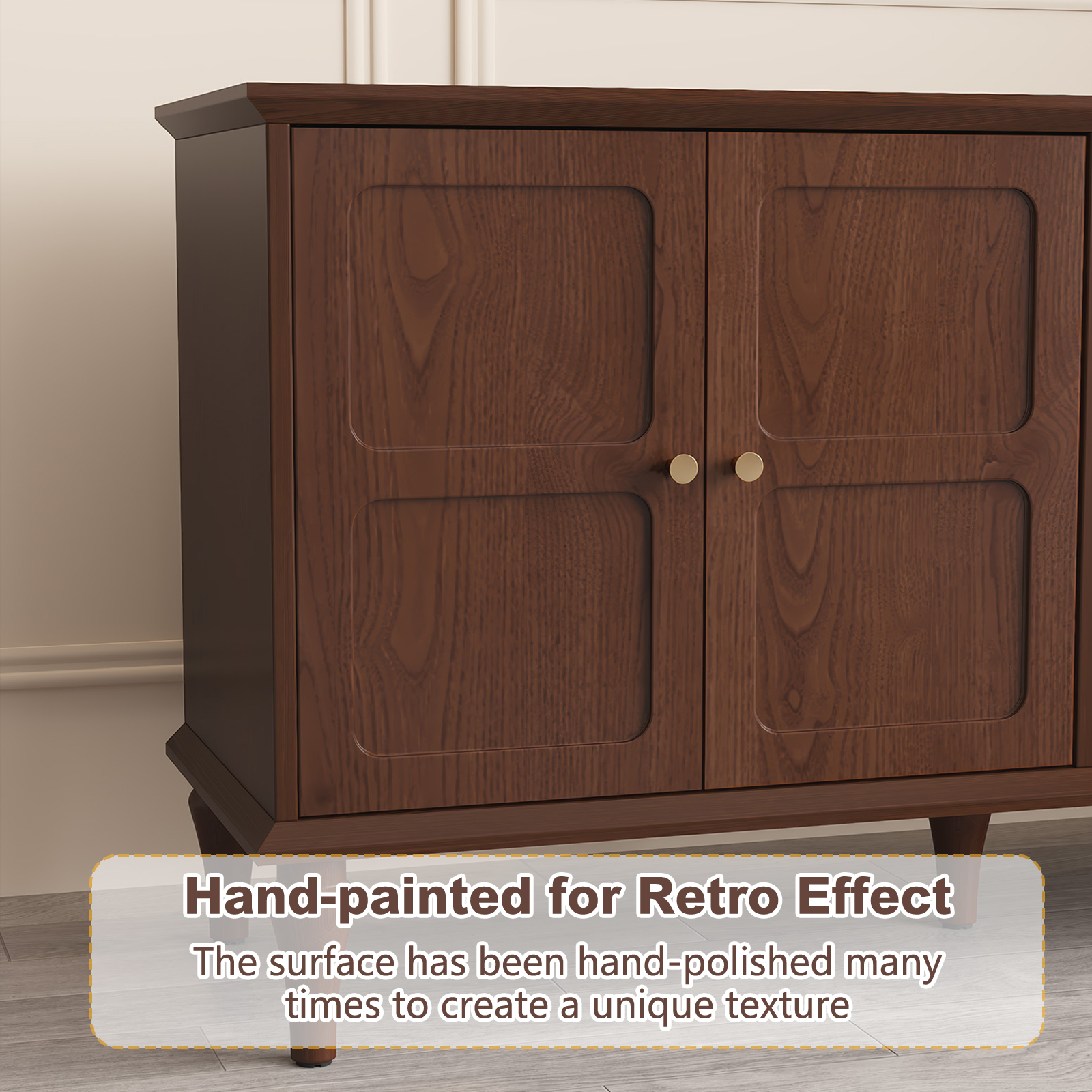 HLR 67" Mid-Century TV Stand for 75" TVs, Brown photo 4