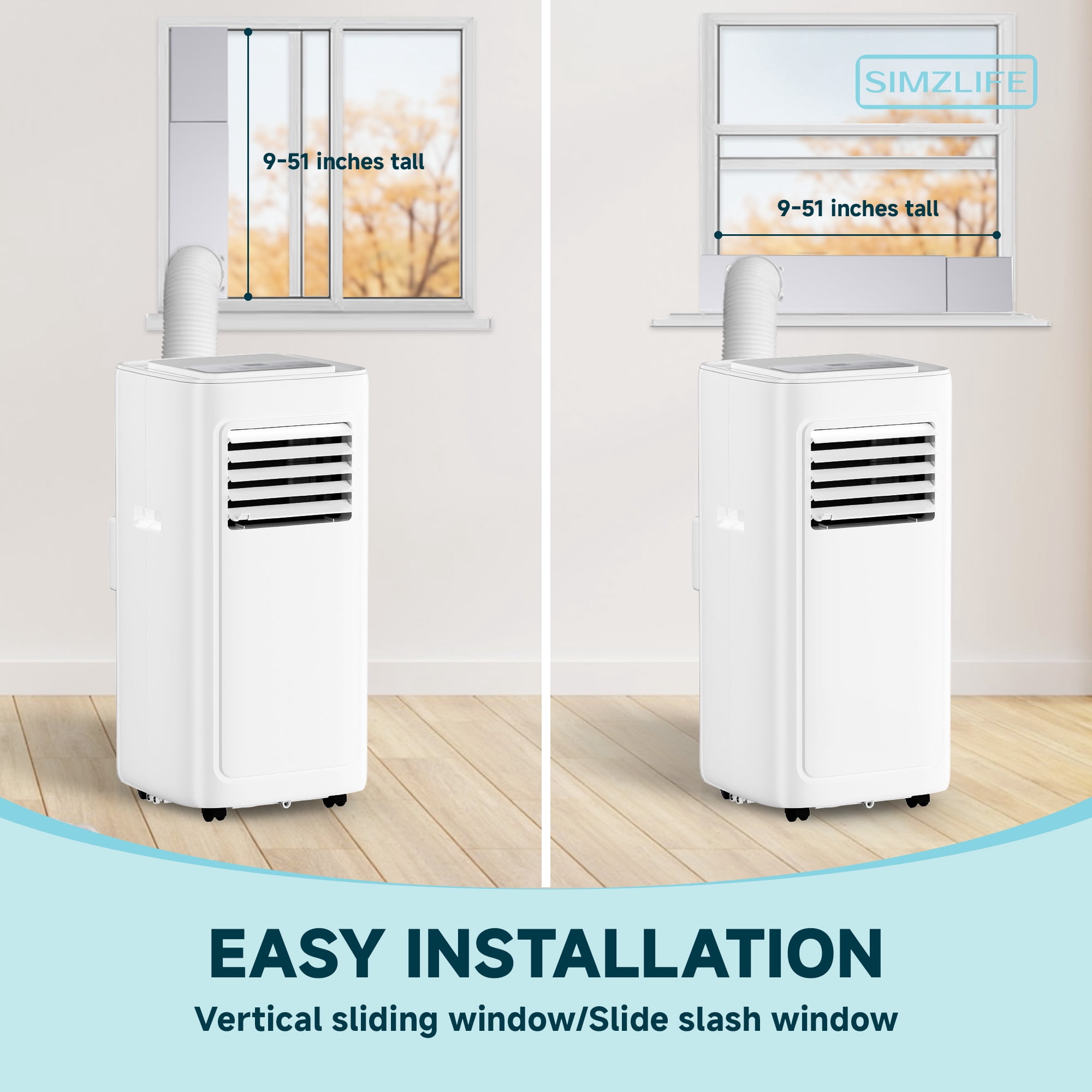 Simzlife Portable Air Conditioner 10,000 BTU , Dehumidifier, Fan,Cool, 3 in 1 AC with Remote Control