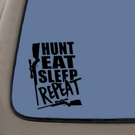 Hunt Eat Sleep Vinyl Decal Sticker | 6-Inches Tall By 4-Inches Wide | Black Decal | Car Truck Van SUV Laptop Macbook Wall