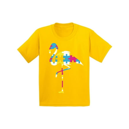 Awkward Styles Flamingo Puzzle Piece for Autism Awareness Autism Youth Shirt Autism Awareness Shirts Autistic Pride Gifts for Kids Autism Tshirt Flamingo Gifts for Autism Autism Support (Best Gifts For Autistic Child)