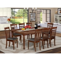 East West Furniture Dover 9 Piece Wood Storage Dining Table Set, Mahogany