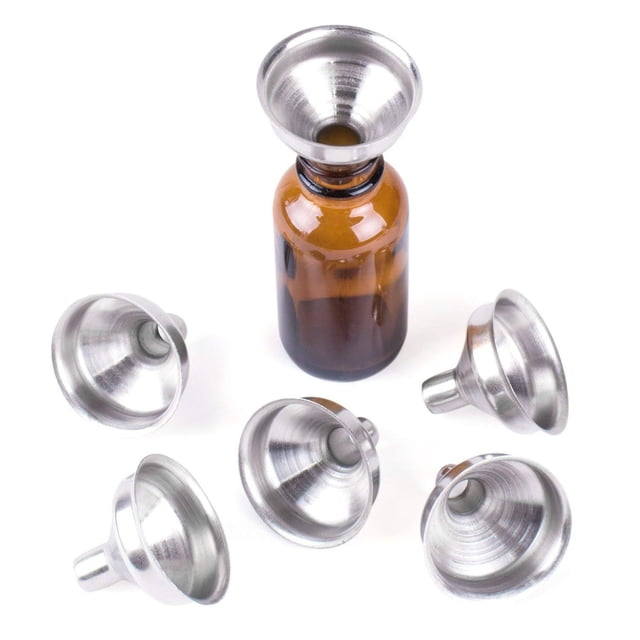 Mini embudos de acero inoxidable para botellas en miniatura, aceites esenciales, bálsamos labiales de bricolaje, líquidos de especias para cocinar, rellenos de maquillaje caseros, paquete de 6