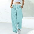 thumbnail image 2 of Women's Sweatpants Pants Sweatpants Women Baggy Joggers Workout Loose Loungewear Comfy Sweat Pants Winter Fall High Waisted Athletic Pants Wide Leg Trousers Woman S-2 Sky Blue XL, 2 of 5