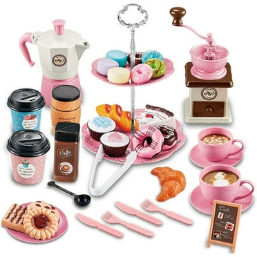 HLONK 38 Pieces Unique Pretend Interactive Tea Party Set for Girls Childrens