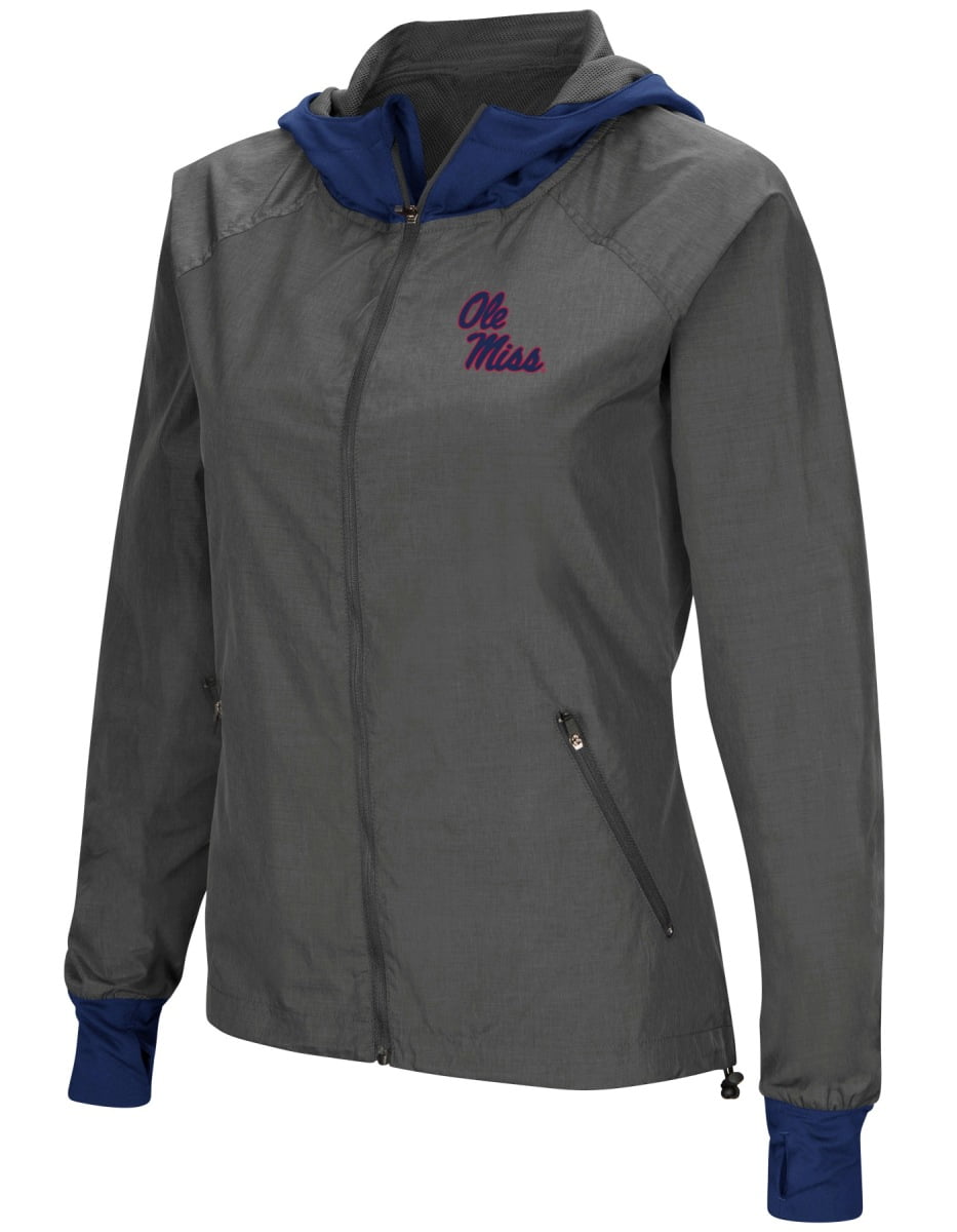 Mississippi Ole Miss Rebels NCAA Women's "Backside" F Zip Hooded Charcoal Jacket by Colosseum