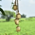 thumbnail image 4 of Vivanta Giant Cow Bells Set Rustic Vintage Lucky Harmony Cluster Christmas Bells on Jute Rope, Wind Chimes Wall Décor 36", Gold, 4 of 11