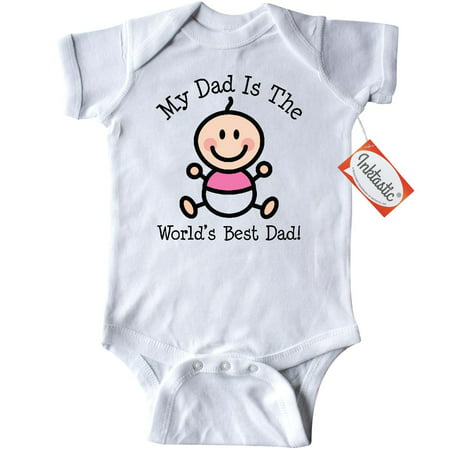 Inktastic Dad Is Worlds Best Baby Girl Infant Creeper Baby Bodysuit Babys 1st Fathers Day First Stick Figure Gift One-piece