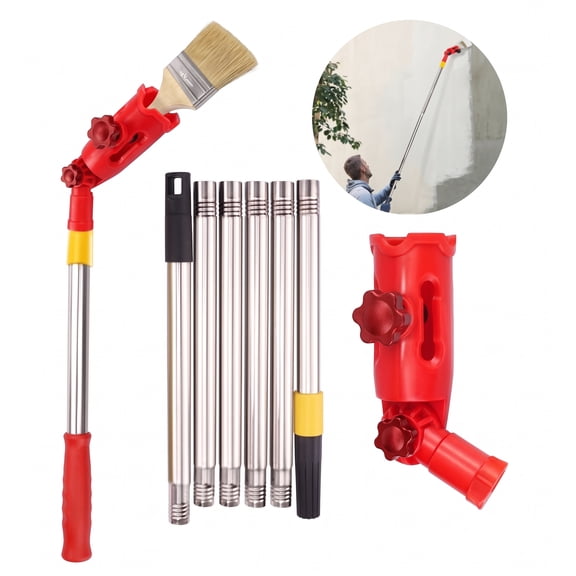 5.5Ft Paint Brush Extender with Stainless Steel Extension Pole, 180° Rotating Paint Tool Attachment for High Ceilings