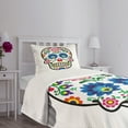 thumbnail image 3 of Ambesonne Sugar Skull Quilted Bedspread Set 2 Pcs, Polish Folk Art, Twin Size, Multicolor, 3 of 5