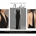 thumbnail image 3 of David’s Bridal, The Edit by DB Studio Women's Formal Metallic Plunge Neckline Halter Sheath Dress, Full Length, Novelty, 3 of 6
