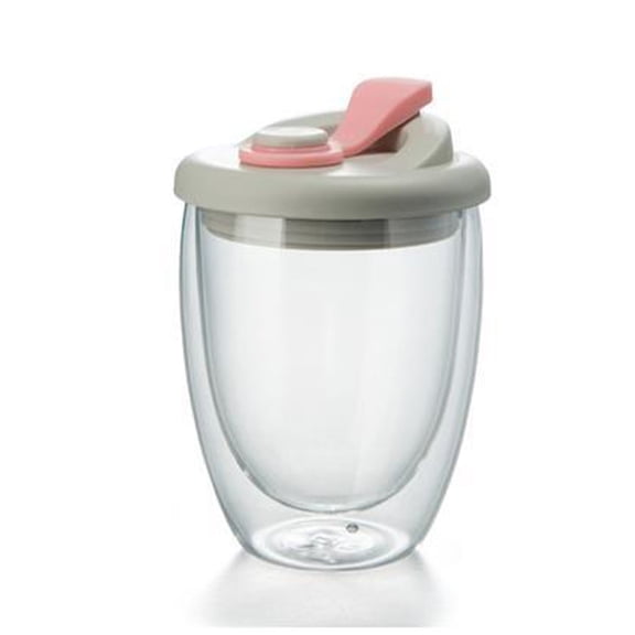 Leak proof Travel Glass Mugs Thermal Insulation Double Walled Borosilicate Materials