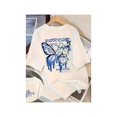 thumbnail image 1 of Fashionable and trendy pure cotton short-sleeved T-shirt for women, loose and versatile in summer, butterfly printed top, 1 of 7