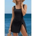 thumbnail image 5 of Asoul Scalloped Ribbed One-Piece Tummy Control Swimsuits for Women Wrap Tie Swim Dress Modest Bathing Suits with Skirts, 5 of 8
