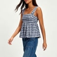thumbnail image 5 of Feancey Women's Gingham Tank Top Bow Tie Back Casual Peplum Tank Tops Square Neck Sleeveless Babydoll Shirts 2026 Trendy Y2K Clothes Navy XL, 5 of 9