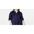 thumbnail image 2 of Anne Klein Women's Short Sleeve V Neck Hi Lo Top Blue Size 3X, 2 of 3