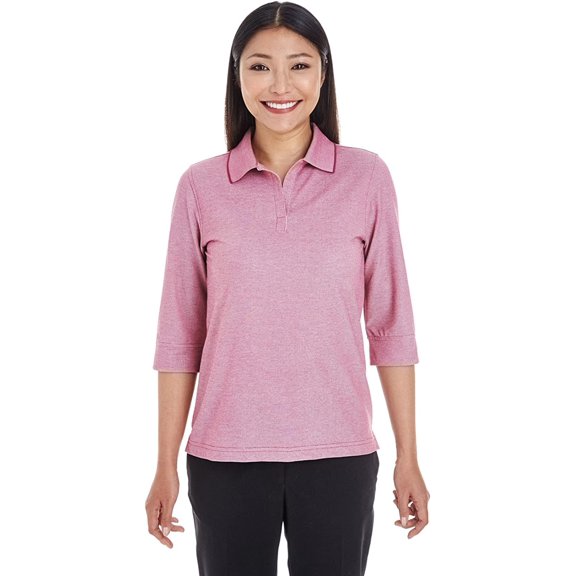 DG220W Devon & Jones Womens Pima-Tech Oxford Piqué Polo Burgundy Heather XL