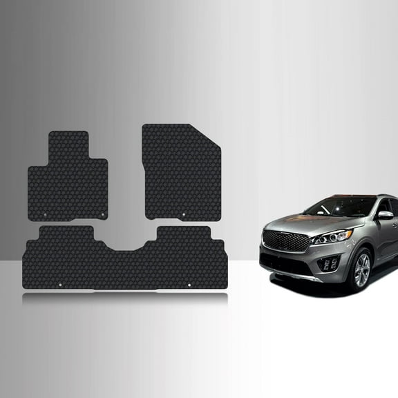 ToughPRO Front   2nd Row Mats Compatible with KIA Sorento 2016 - All Weather Heavy Duty (Made in USA) Black Rubber