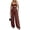 Dark Brown, variant on ChicMe Jumpsuits for Women Spaghetti Strap Sleeveless Cut-Out Waist Backless Tie-Back Ruched Wide Leg Vacation Summer Womens Rompers Black-L
