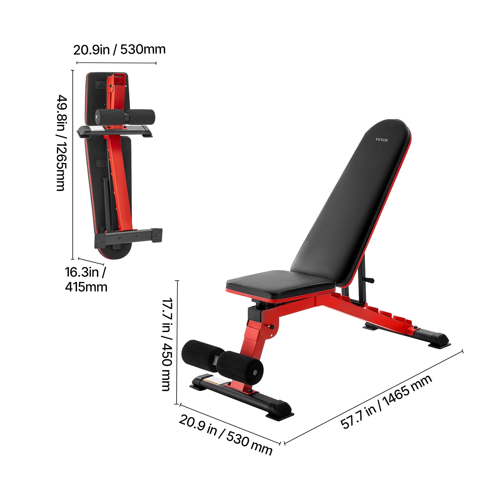 VEVOR Weight Bench,1200lbs Heavy Duty Stable Weight Bench Press for Full Body Workout, Adjustable Exercise Sit up Bench for Home Gym Strength Training,Flat Bench with Quick Folding & Fast Adjustment