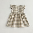 thumbnail image 5 of MXIEZI Little Girl's Flutter Sleeve Dress Plaid A-Line Princess Dresses Baby Kids Toddler Summer Crewneck Sundress for 1-6 Years old, 5 of 9