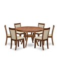 thumbnail image 7 of Luxe by East West Furniture 7 Pc Kitchen Set consists of a Pedestal Breakfast and 6  Chairs with Padded  Walnut-Color:Light Beige, 7 of 7