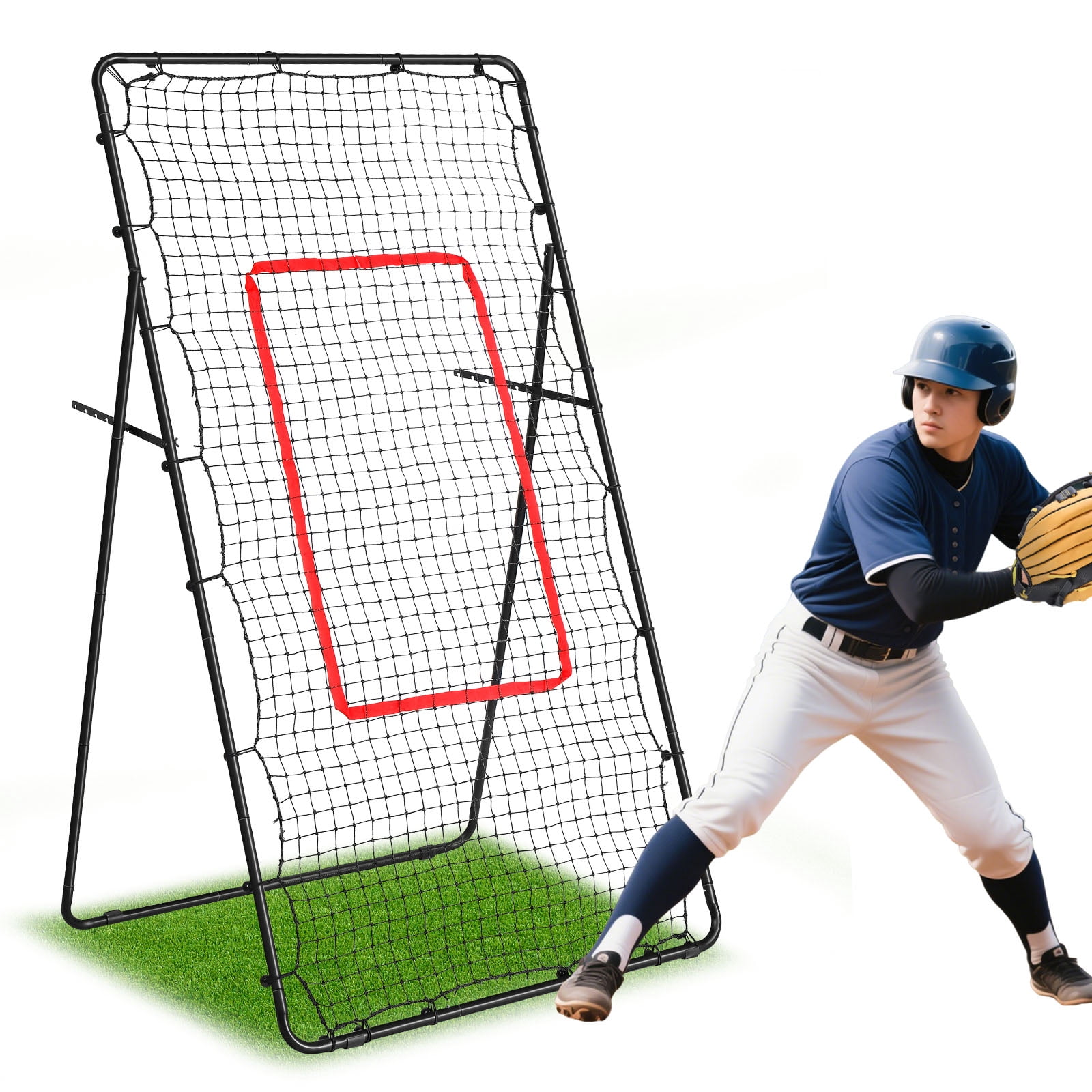 Oumilen Black Baseball Rebounder Portable Training Pitch Back