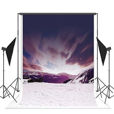 Image of HelloDecor Polyester Fabric 5x7ft Winter Photography Backgrounds Snow Sunlight Photo Backdrops