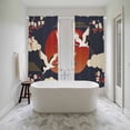 thumbnail image 4 of Japanese Style Kitchen Curtain for Berdoom Living Room Cafe 72 Inch Length, Modern Cranes Cherry Flower Wave Red Blue Tiers Curtains Light Filtering Drapes Window Treatment 2 Panels 52"Wx72"L, 4 of 8