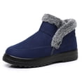 thumbnail image 5 of Platform Winter Boots for Women Slip on Suede High Top Loafers Plush Lined Snow Booties Casual Warm Comfy Outdoor Flat Walking Shoes Blue Size 8, 5 of 6