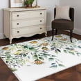 thumbnail image 4 of Eucalyptus Leaves Large Area Rugs for Bedroom Living Room, Soft Non Slip Carpet Bedside Rug, White Daisy Spring Floral Summer Botancial Rectangle Floor Cover Kitchen Accent Rug 2.7'x5' for Office, 4 of 9