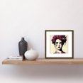 thumbnail image 2 of Woman With Flowers Floral Vintage Retro Portrait Illustration Square Wooden Framed Wall Art Print Picture 8X8 Inch, 2 of 4