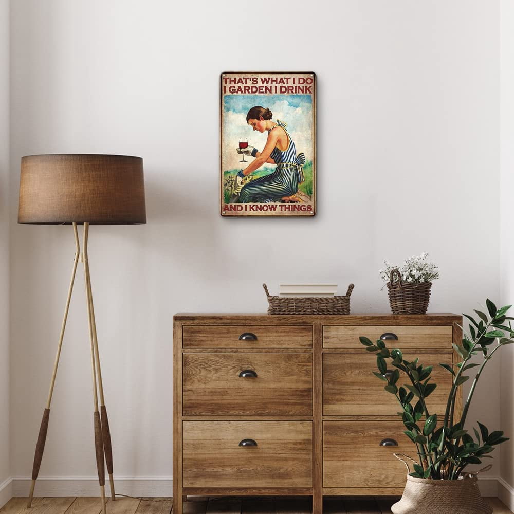 PEACHGARDEN Vintage Tin Sign - 'Into The Forest I Go' Dragonfly Metal Wall Art, 8x12 Inch, Rust-Proof For Indoor/Outdoor