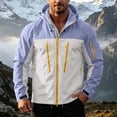 thumbnail image 4 of Nmnitkp Men's Hooded Rain Jacket Wind Resistant Water Repellent Full Zip Multi Zipper Pockets Drawstring Hood Outdoor Shell Coat for Hiking Camping Travel Daily Casual Wear Blue,XL, 4 of 9