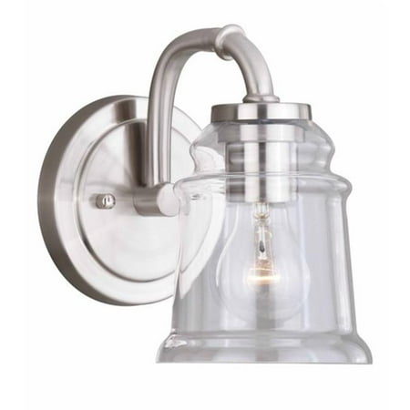 

60W Toledo 1L Vanity Lamp Satin Nickel Clear Blown Glass