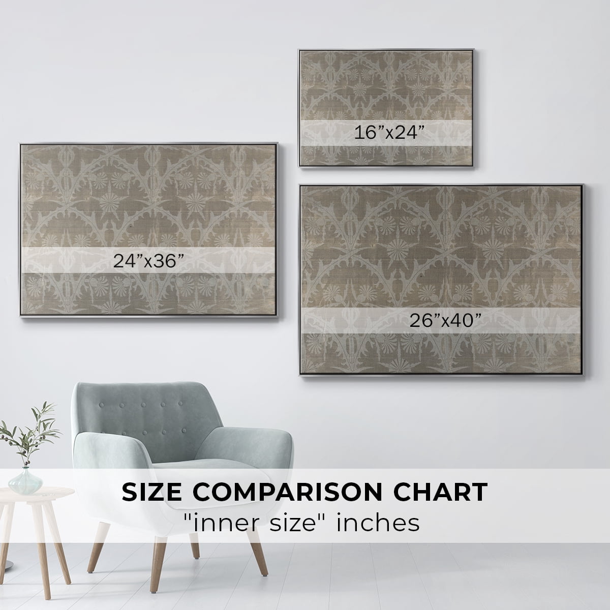 Vintage Abstract Print-XIII Framed in Silver Wood Gallery Wrapped Canvas 25 in. x 37 in.